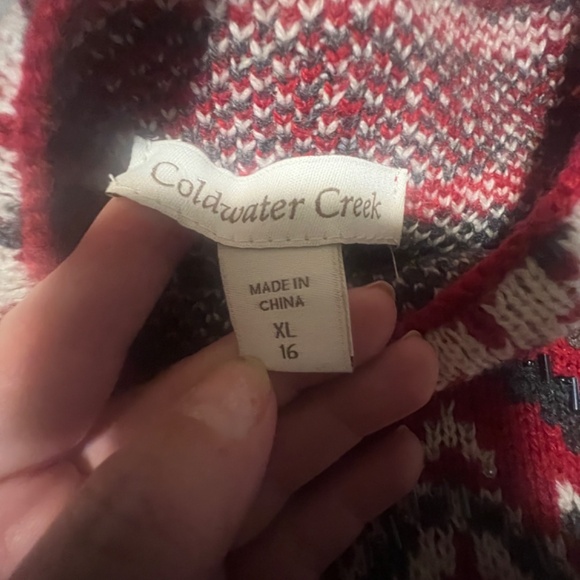 Coldwater Creek Ugly Christmas Sweater Women NWT XL Red and White Cozy Bead - Picture 9 of 10